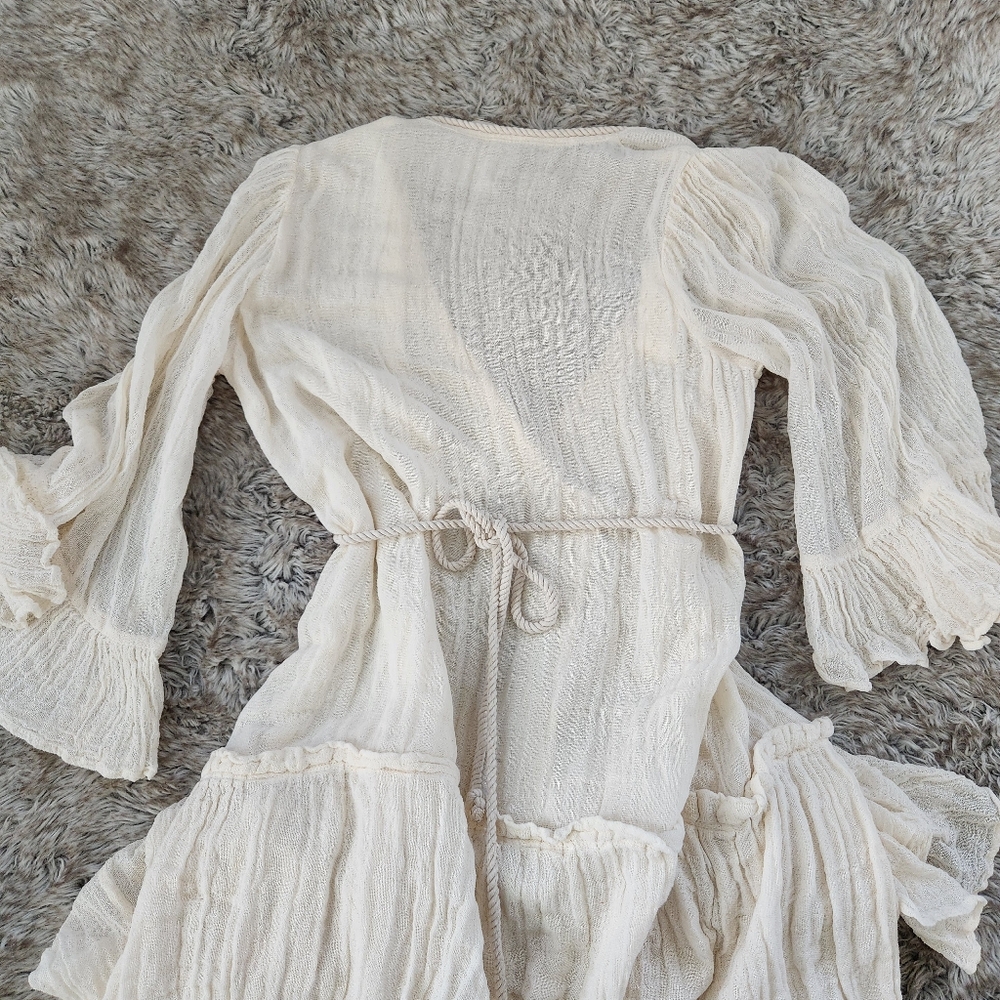 Free People Jen's Pirate Booty Casablanca Ruffle Duster Natural Ivory Size XS/S - Picture 13 of 16